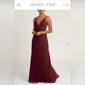 Jenny Yoo Jude chiffon bridesmaid dress Hibiscus Burgundy bridesmaid dress size2